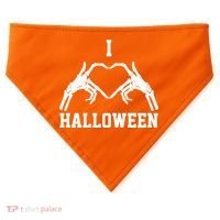 I Love Halloween Skeleton Heart USA-Made Doggie Bandana thumb 0