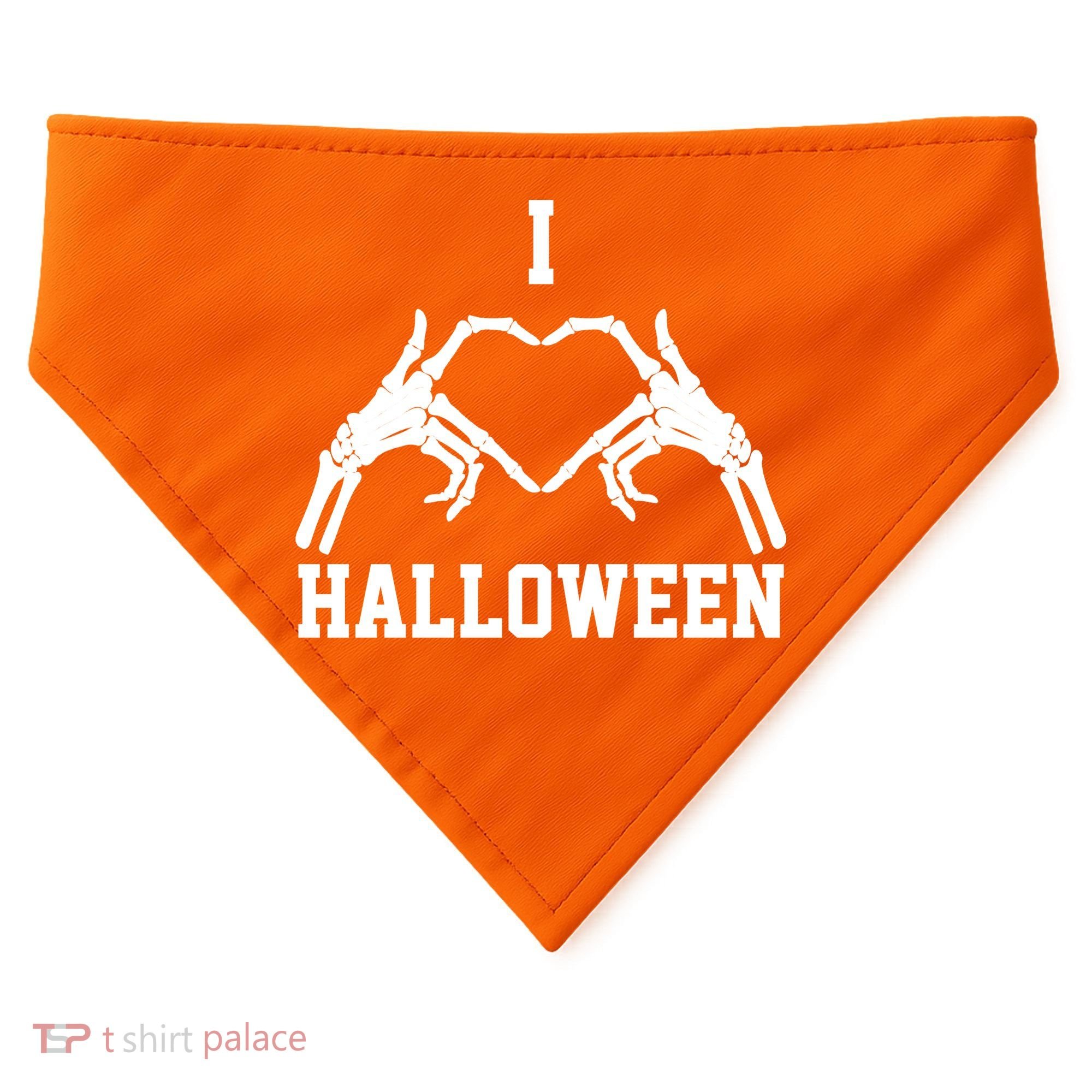 I Love Halloween Skeleton Heart USA-Made Doggie Bandana