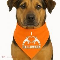 I Love Halloween Skeleton Heart USA-Made Doggie Bandana thumb 1