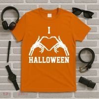 I Love Halloween Skeleton Heart T-Shirt thumb 5