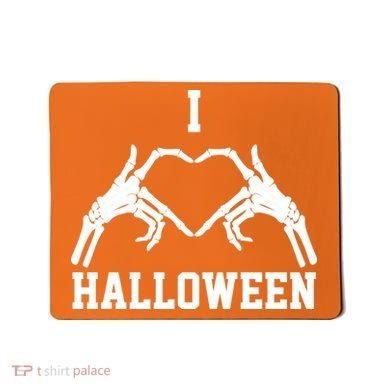 I Love Halloween Skeleton Heart Mousepad