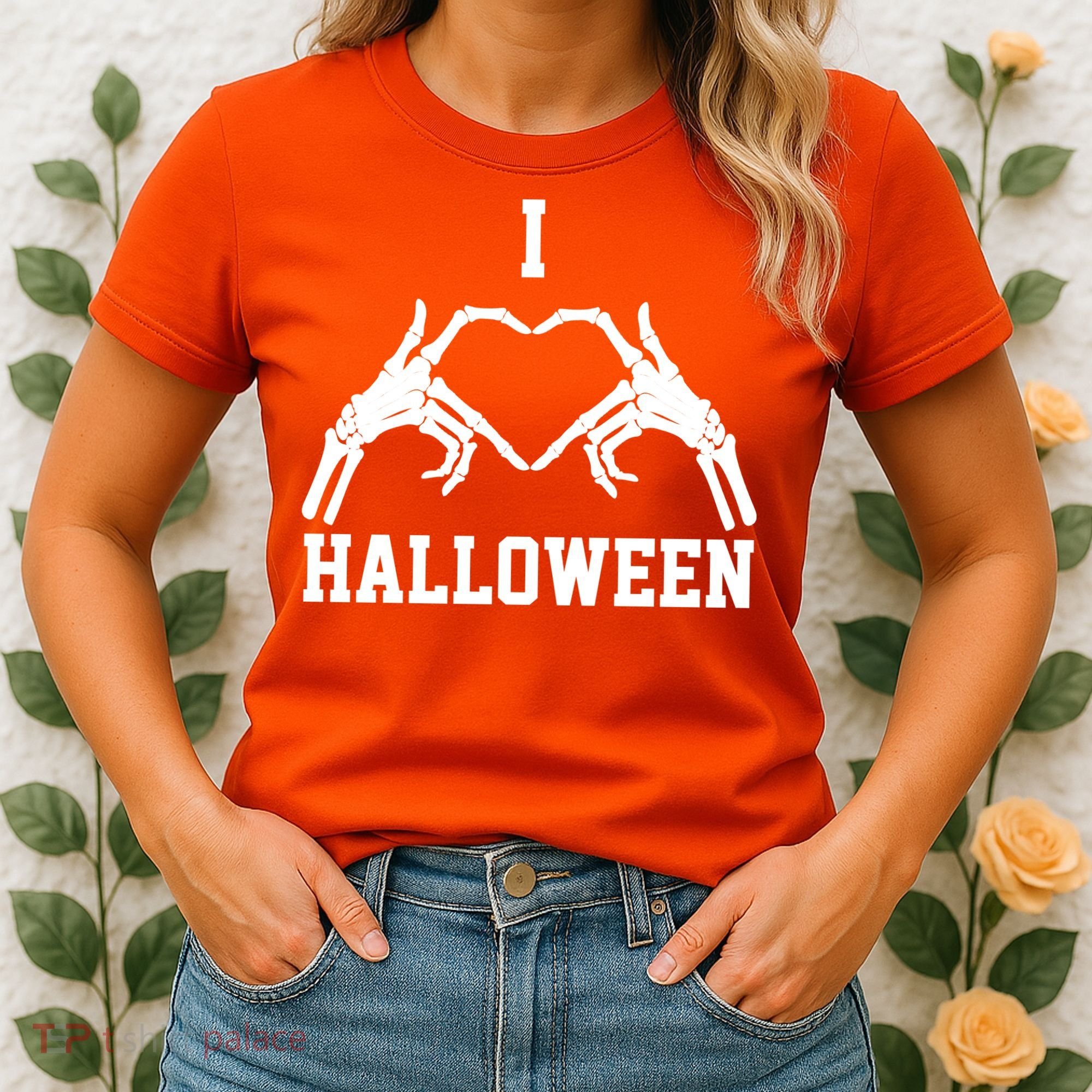 I Love Halloween Skeleton Heart Women's T-Shirt