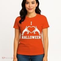 I Love Halloween Skeleton Heart Women's T-Shirt thumb 4
