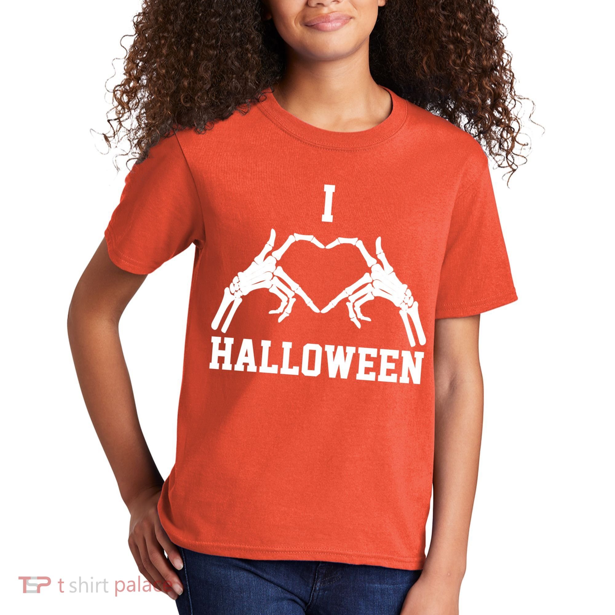 I Love Halloween Skeleton Heart Kids T-Shirt