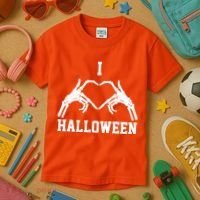I Love Halloween Skeleton Heart Kids T-Shirt thumb 3