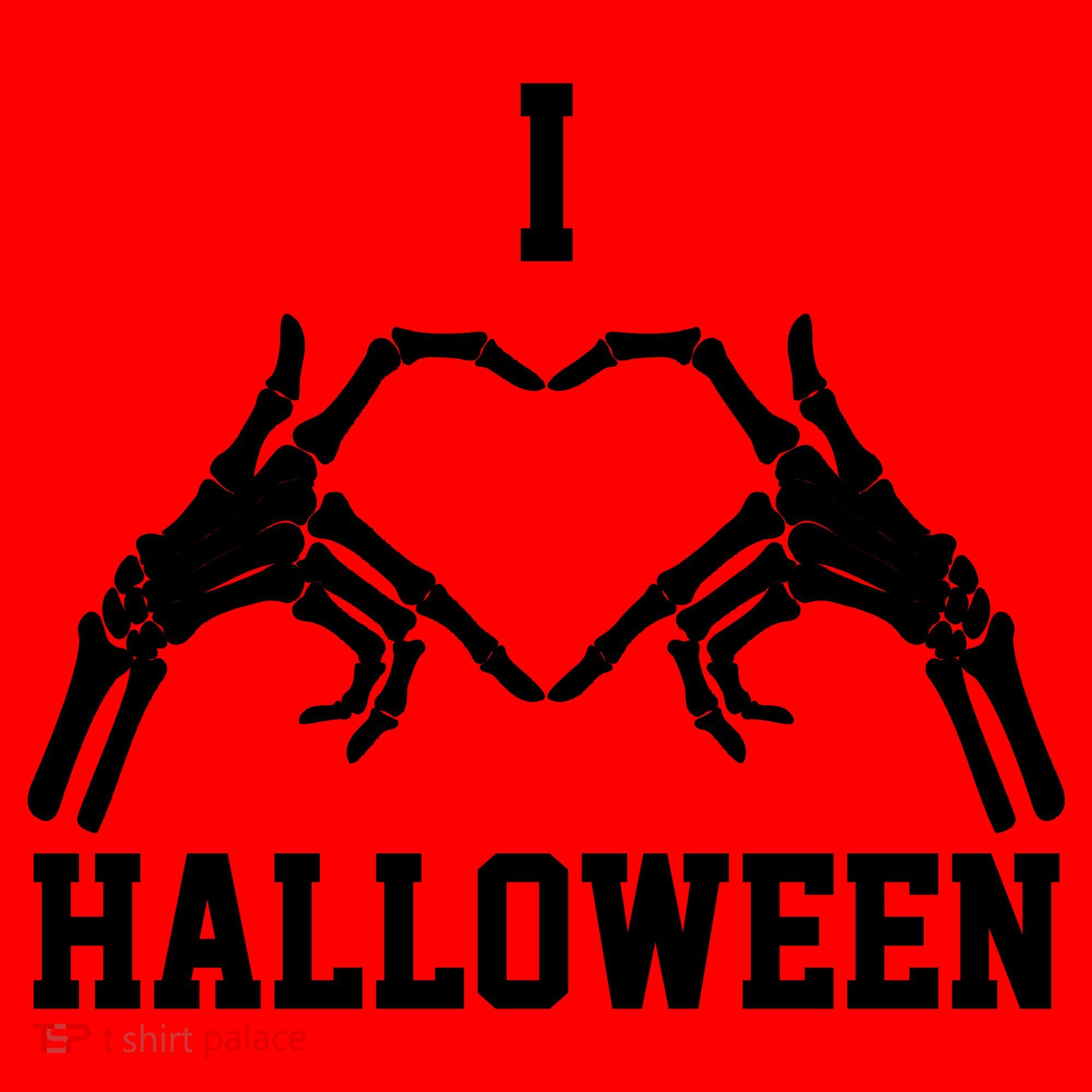 I Love Halloween Skeleton Heart Santa Hat