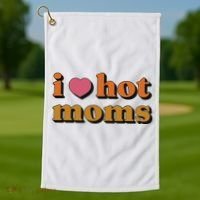 I Love Hot Moms Retro Golf Towel thumb 1