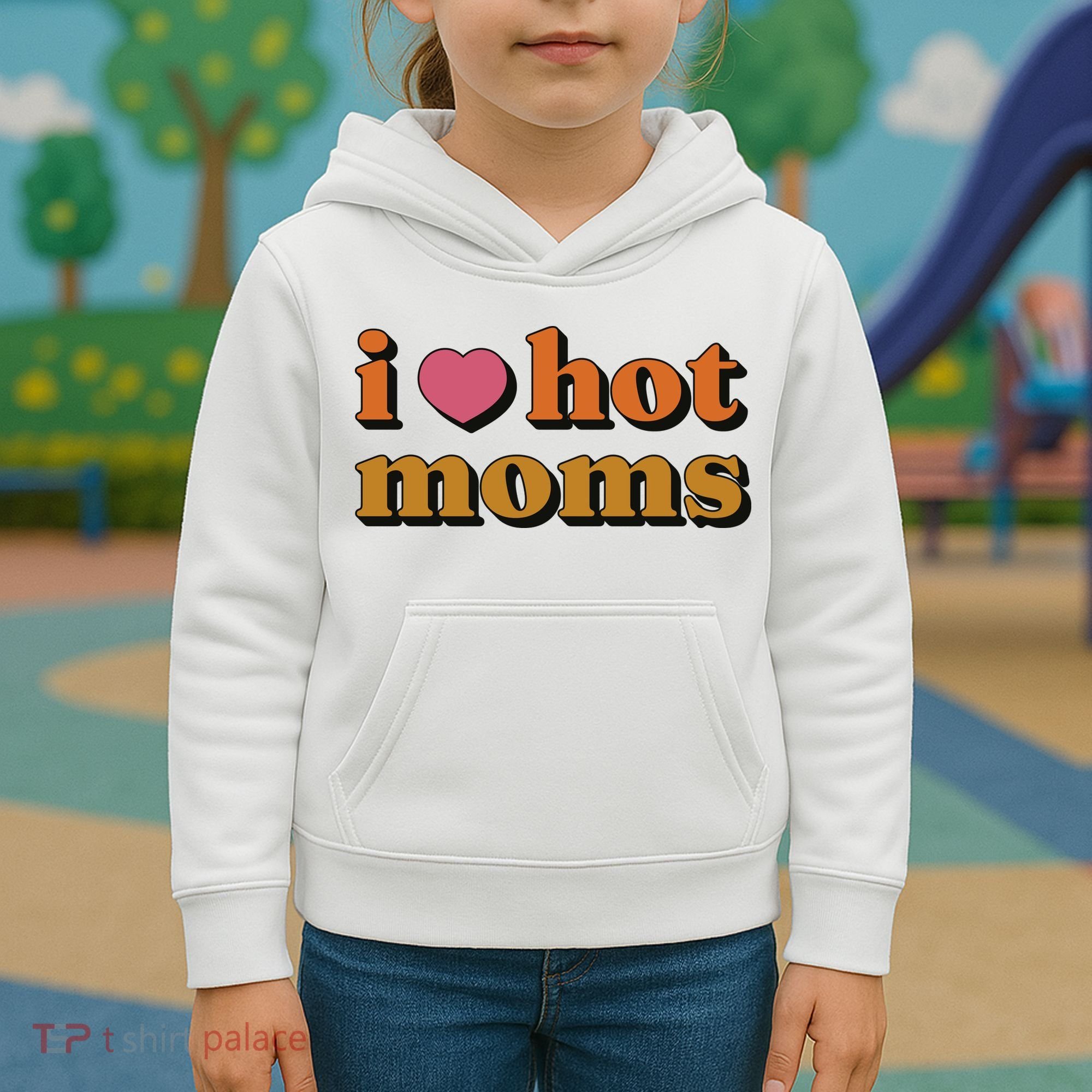 I Love Hot Moms Retro Kids Hoodie