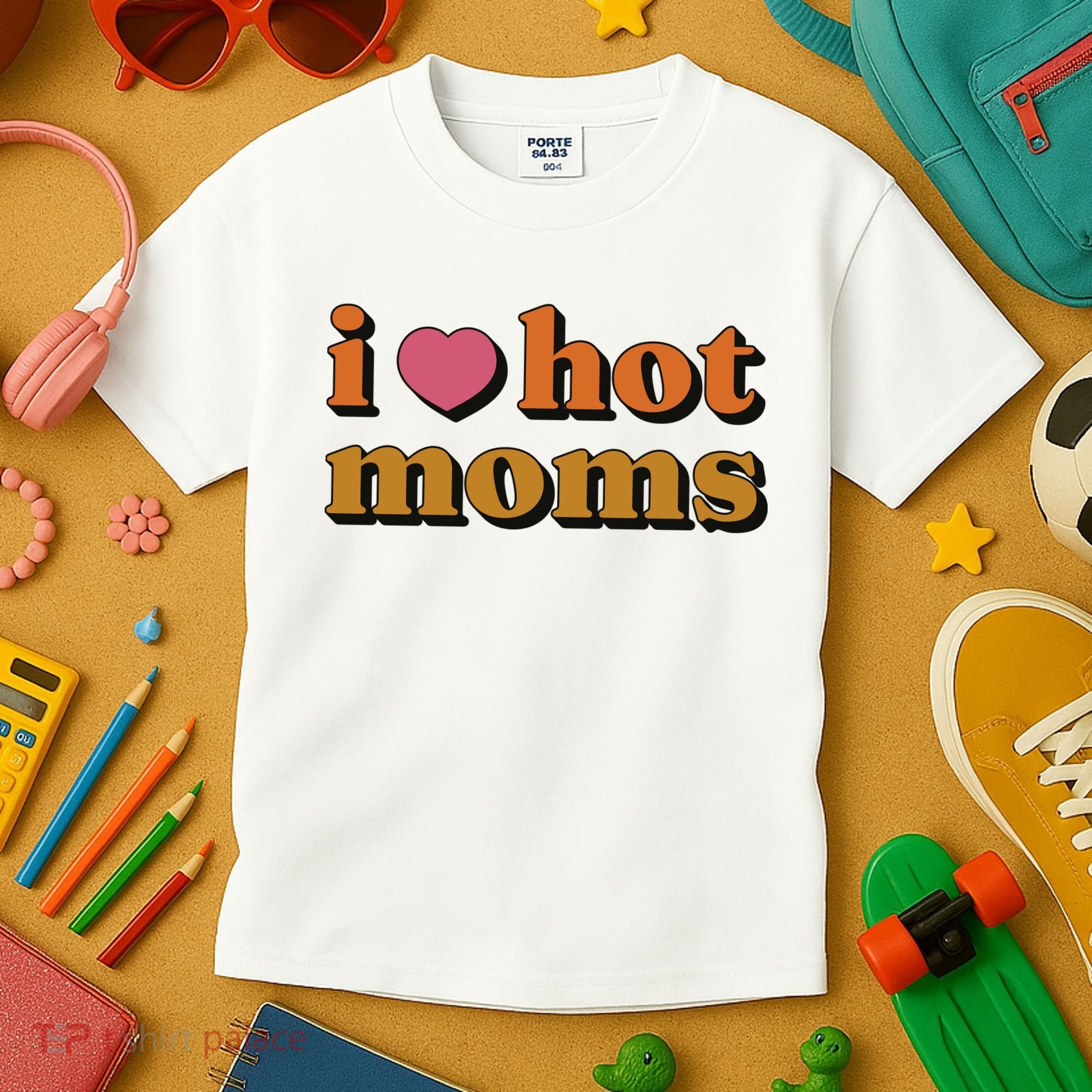 I Love Hot Moms Retro Kids T-Shirt