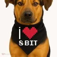 I Love Heart 8 Bit Retro Gamer Gaming USA-Made Doggie Bandana thumb 1