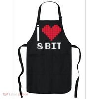 I Love Heart 8 Bit Retro Gamer Gaming Apron thumb 0