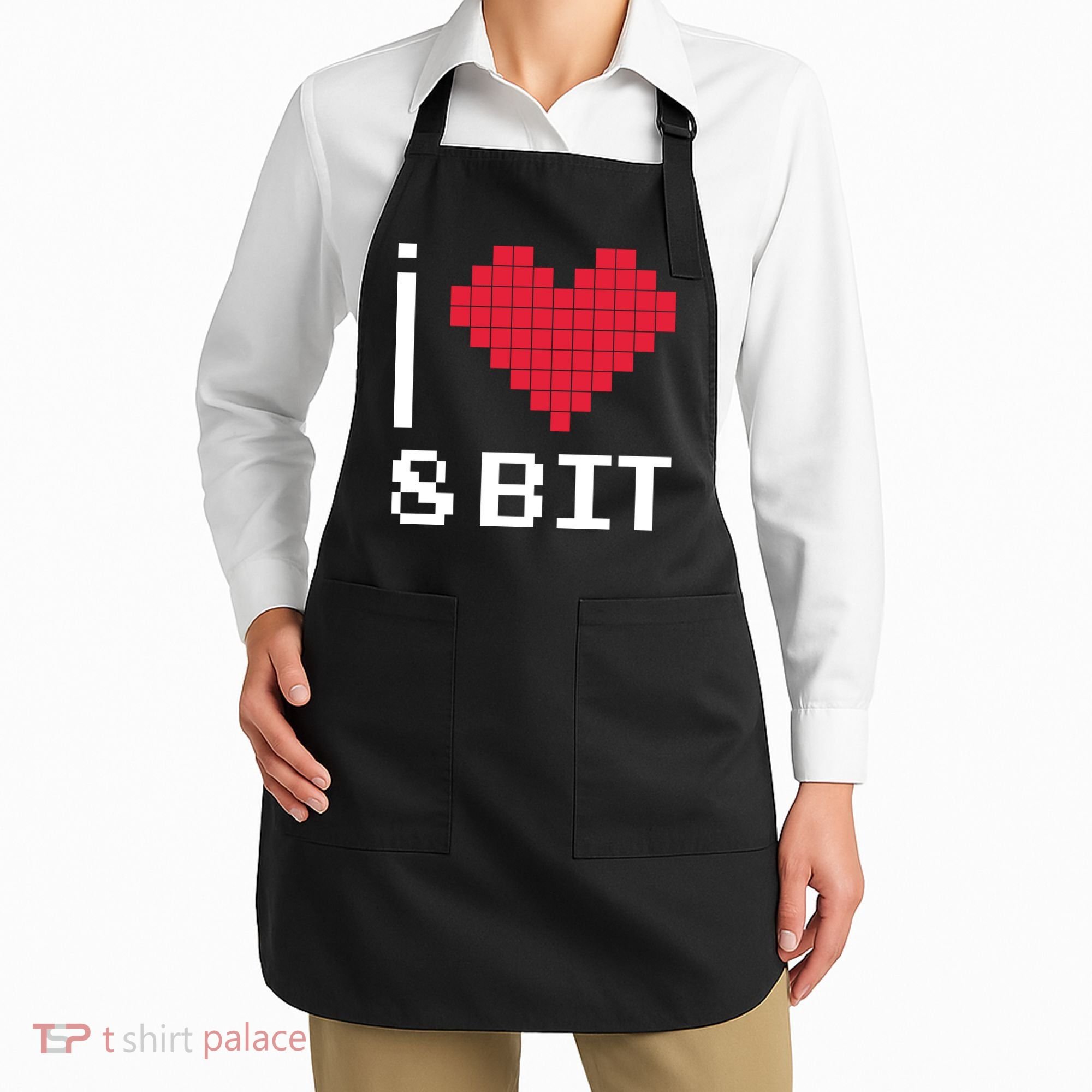 I Love Heart 8 Bit Retro Gamer Gaming Apron