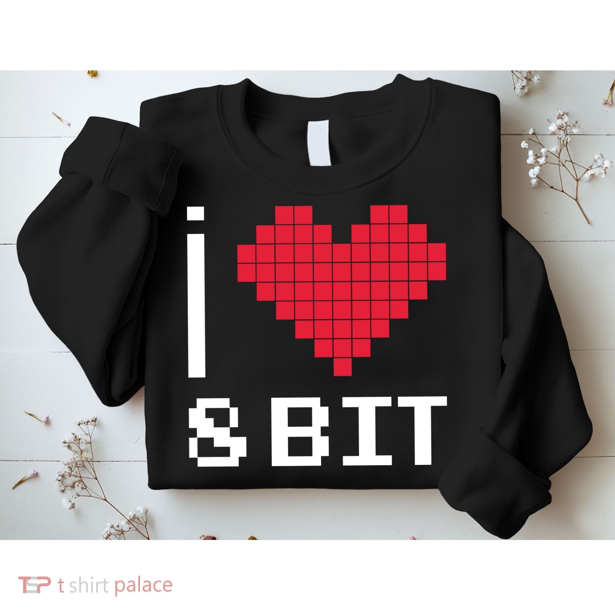 I Love Heart 8 Bit Retro Gamer Gaming Sweatshirt