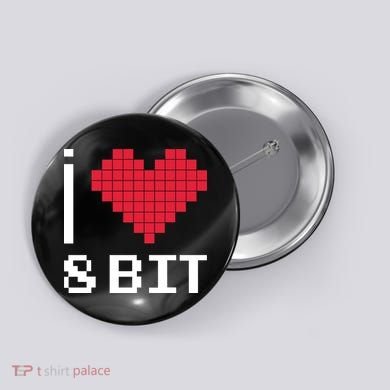 I Love Heart 8 Bit Retro Gamer Gaming Button