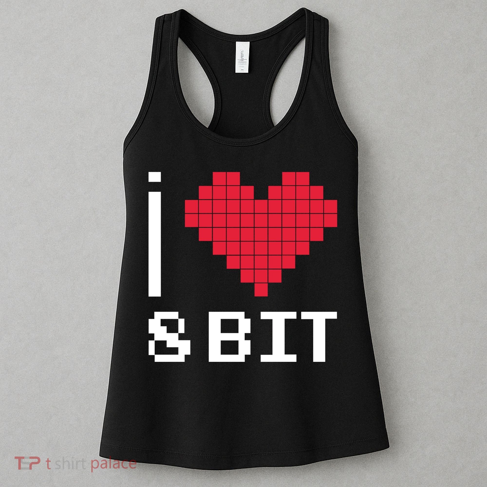 I Love Heart 8 Bit Retro Gamer Gaming Women's Tank Top
