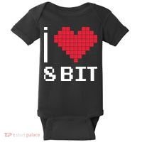 I Love Heart 8 Bit Retro Gamer Gaming Baby Bodysuit thumb 0