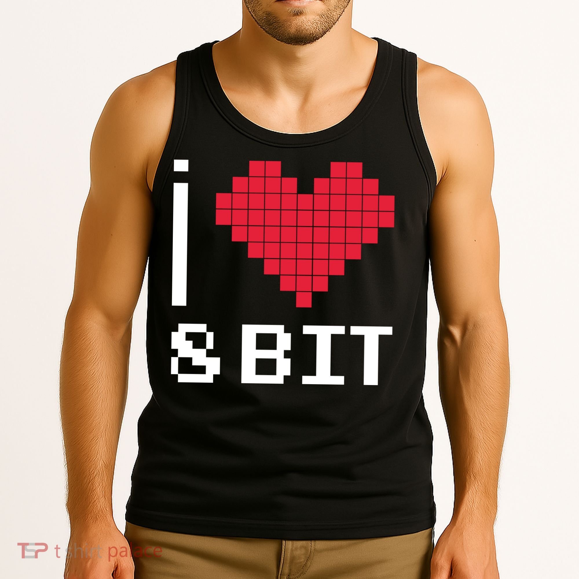 I Love Heart 8 Bit Retro Gamer Gaming Tank Top