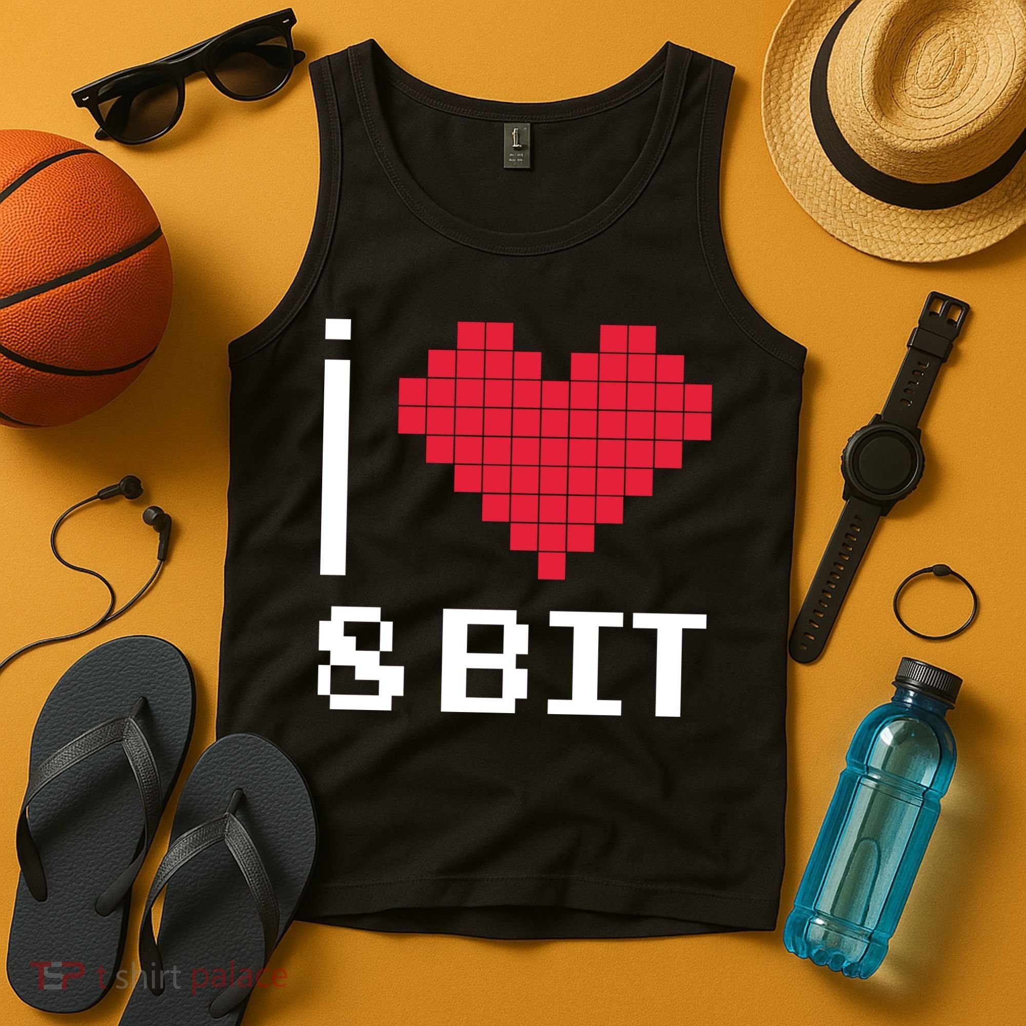 I Love Heart 8 Bit Retro Gamer Gaming Tank Top
