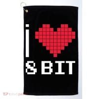 I Love Heart 8 Bit Retro Gamer Gaming Golf Towel thumb 0