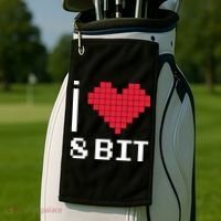 I Love Heart 8 Bit Retro Gamer Gaming Golf Towel thumb 2
