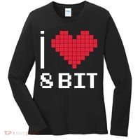 I Love Heart 8 Bit Retro Gamer Gaming Women's Long Sleeve Shirt thumb 0