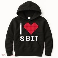 I Love Heart 8 Bit Retro Gamer Gaming Kids Hoodie thumb 0
