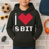 I Love Heart 8 Bit Retro Gamer Gaming Kids Hoodie thumb 2