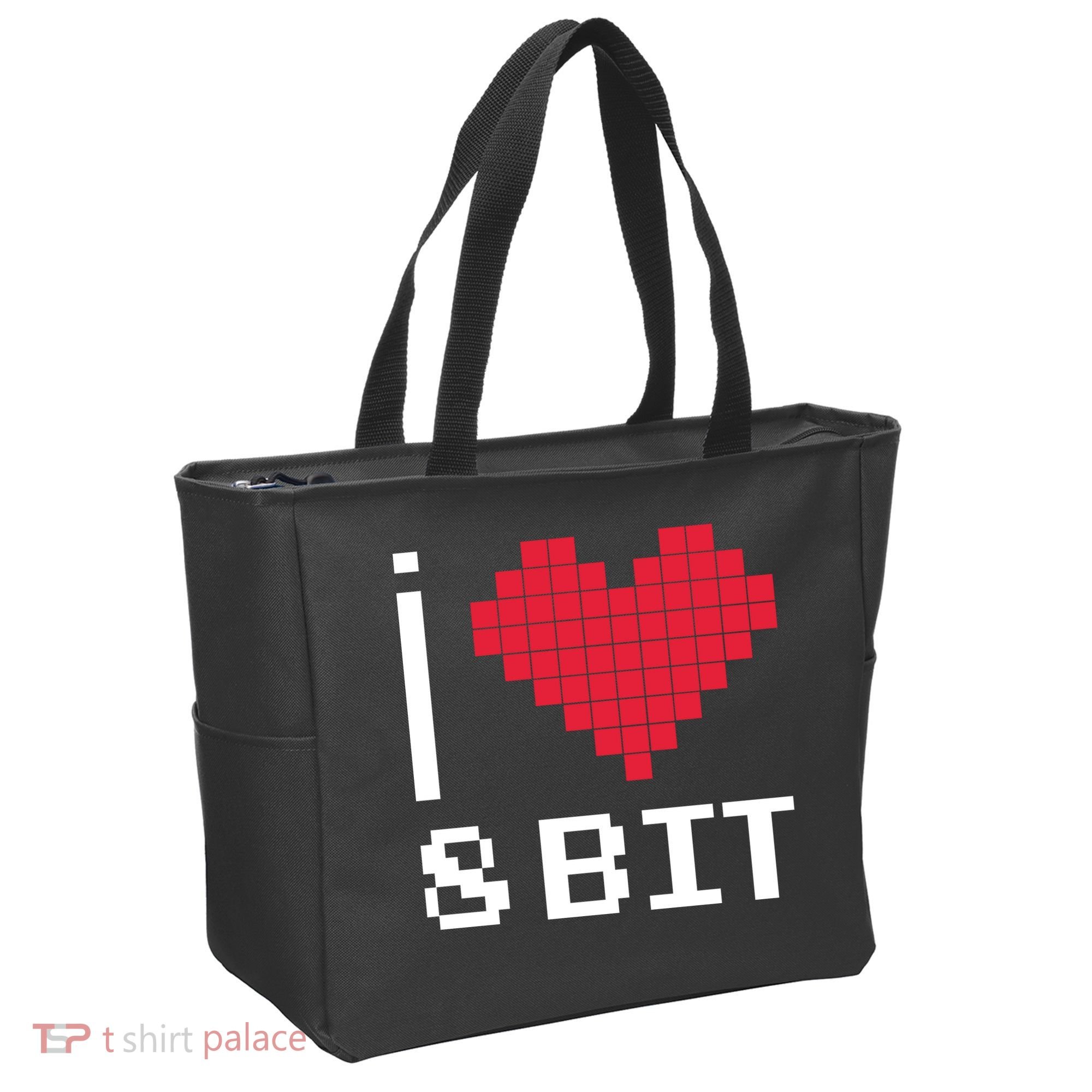 I Love Heart 8 Bit Retro Gamer Gaming Tote Bag
