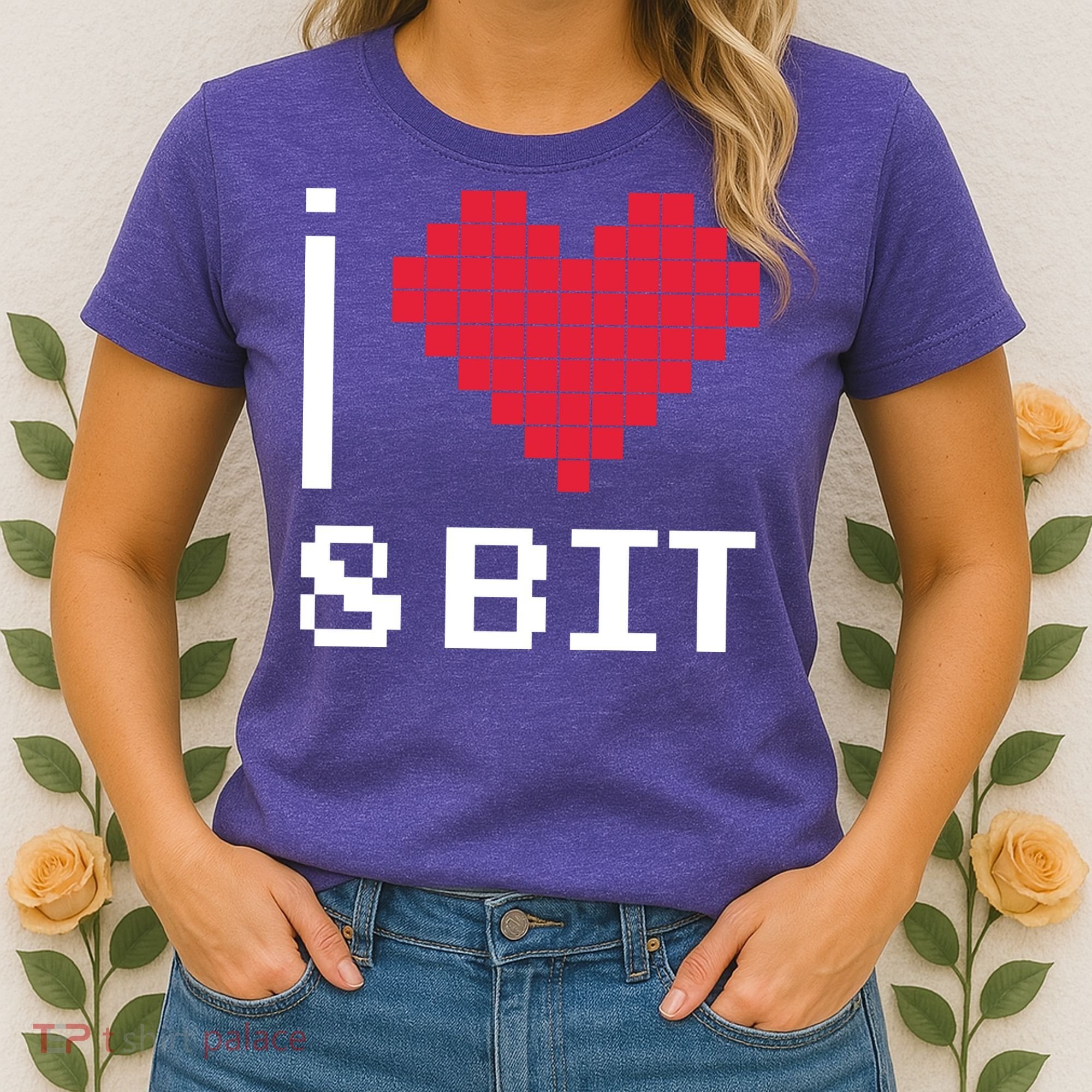 I Love Heart 8 Bit Retro Gamer Gaming Women's T-Shirt