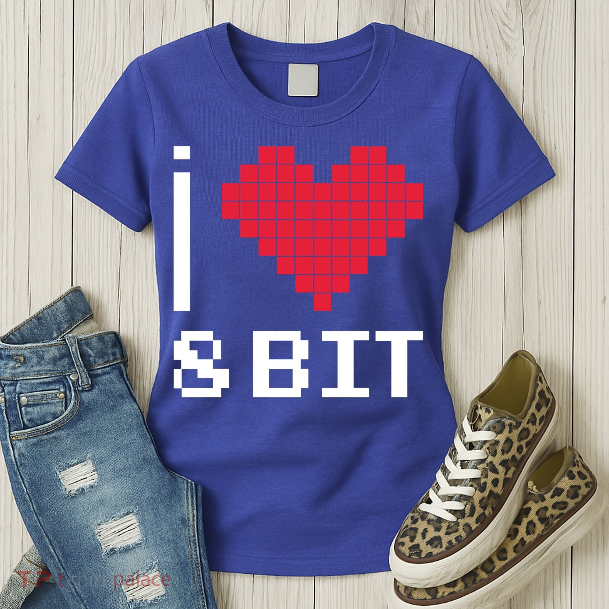 I Love Heart 8 Bit Retro Gamer Gaming Women's T-Shirt