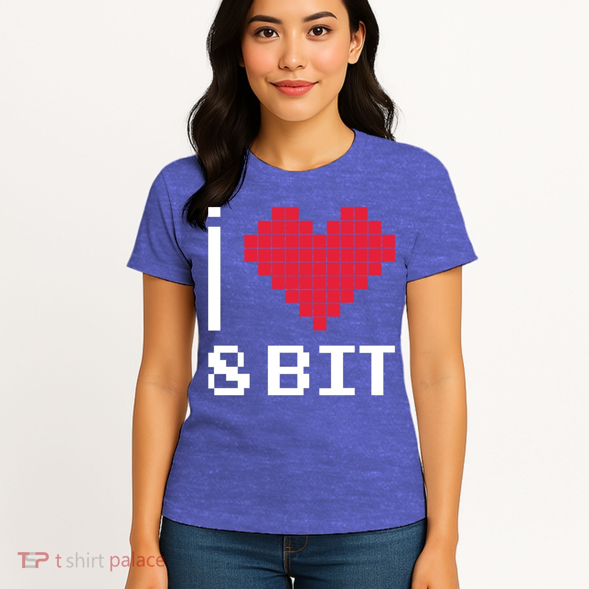 I Love Heart 8 Bit Retro Gamer Gaming Women's T-Shirt
