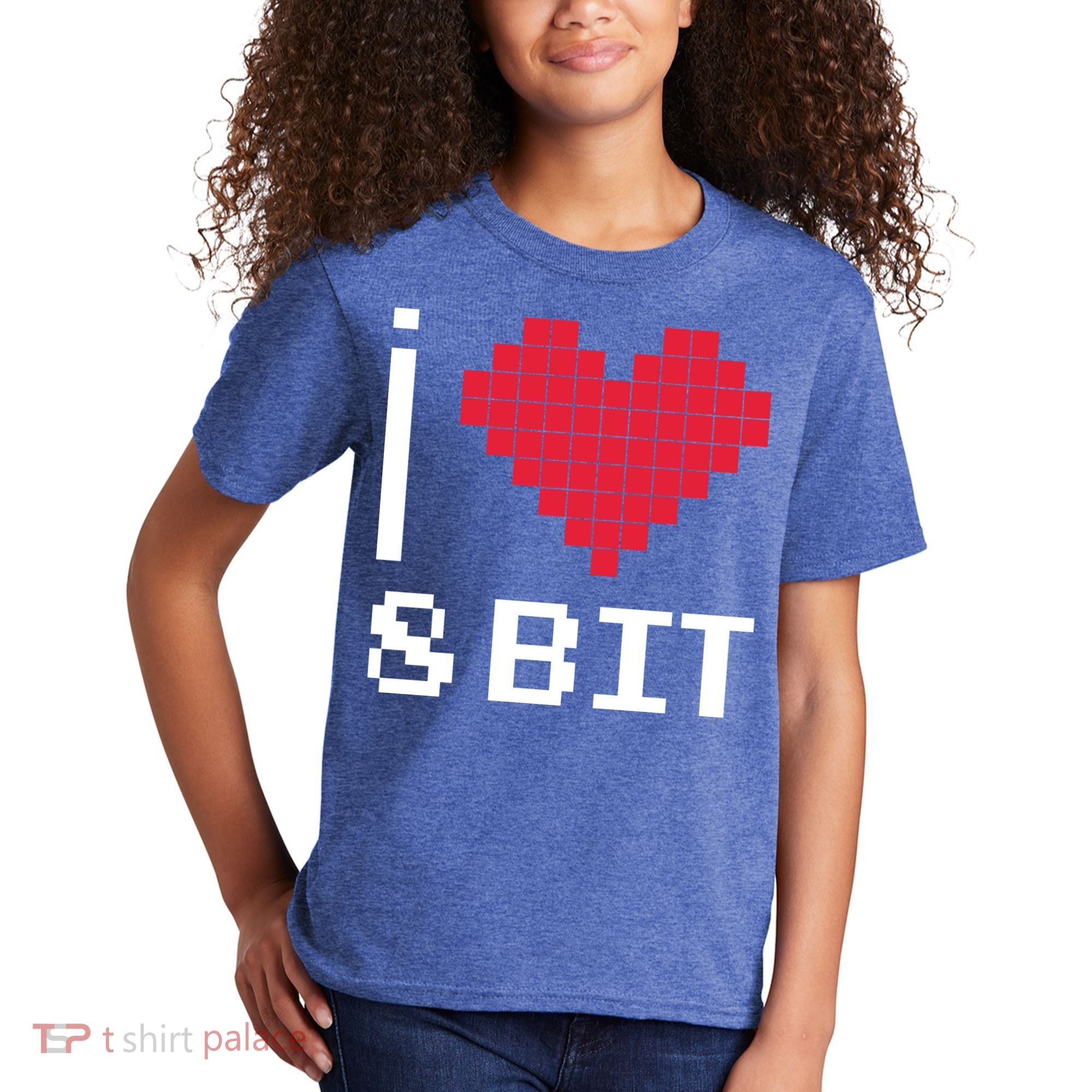 I Love Heart 8 Bit Retro Gamer Gaming Kids T-Shirt