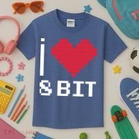 I Love Heart 8 Bit Retro Gamer Gaming Kids T-Shirt thumb 3