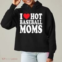 I Love Hot Baseball Moms Funny Gift Ladies Heavyweight Boxy Pullover Hoodie thumb 0