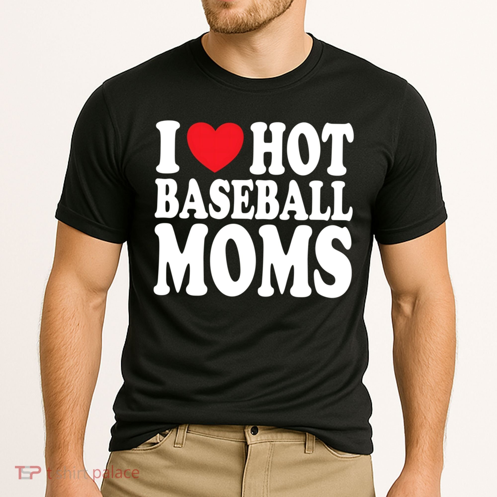 I Love Hot Baseball Moms Funny Gift Cooling Performance Crew T-Shirt