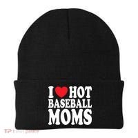 I Love Hot Baseball Moms Funny Gift Beanie thumb 0