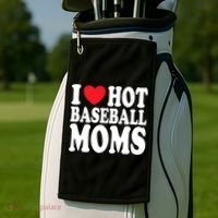 I Love Hot Baseball Moms Funny Gift Golf Towel thumb 2