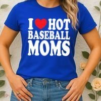 I Love Hot Baseball Moms Funny Gift Women's T-Shirt thumb 2
