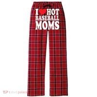 I Love Hot Baseball Moms Funny Gift Women's Flannel Plaid Pajama Pants thumb 0