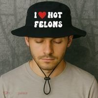 I Love Hot Felons Funny Statement Bucket Hat thumb 2