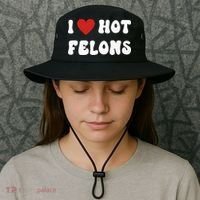 I Love Hot Felons Funny Statement Bucket Hat thumb 3