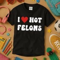 I Love Hot Felons Funny Statement Kids T-Shirt thumb 3
