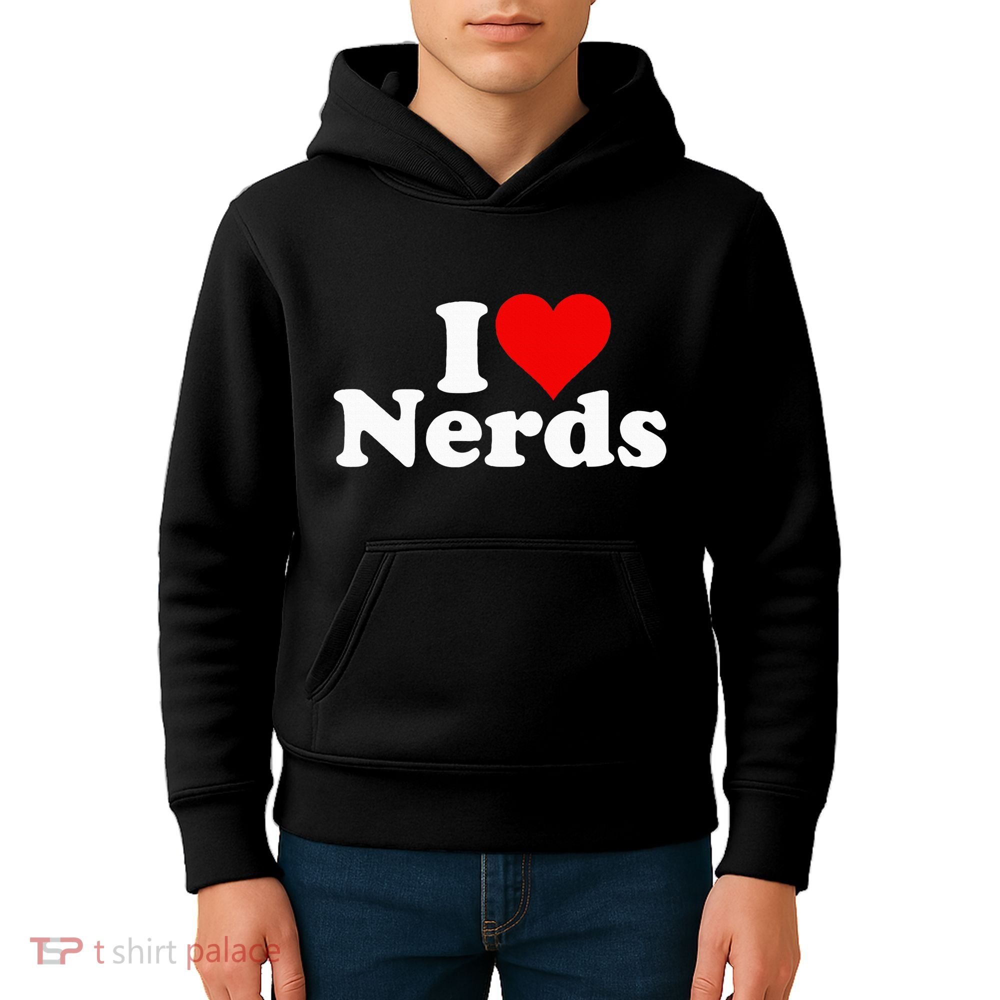 I LOVE HEART NERDS GEEKS funny quote sayings Kids Hoodie