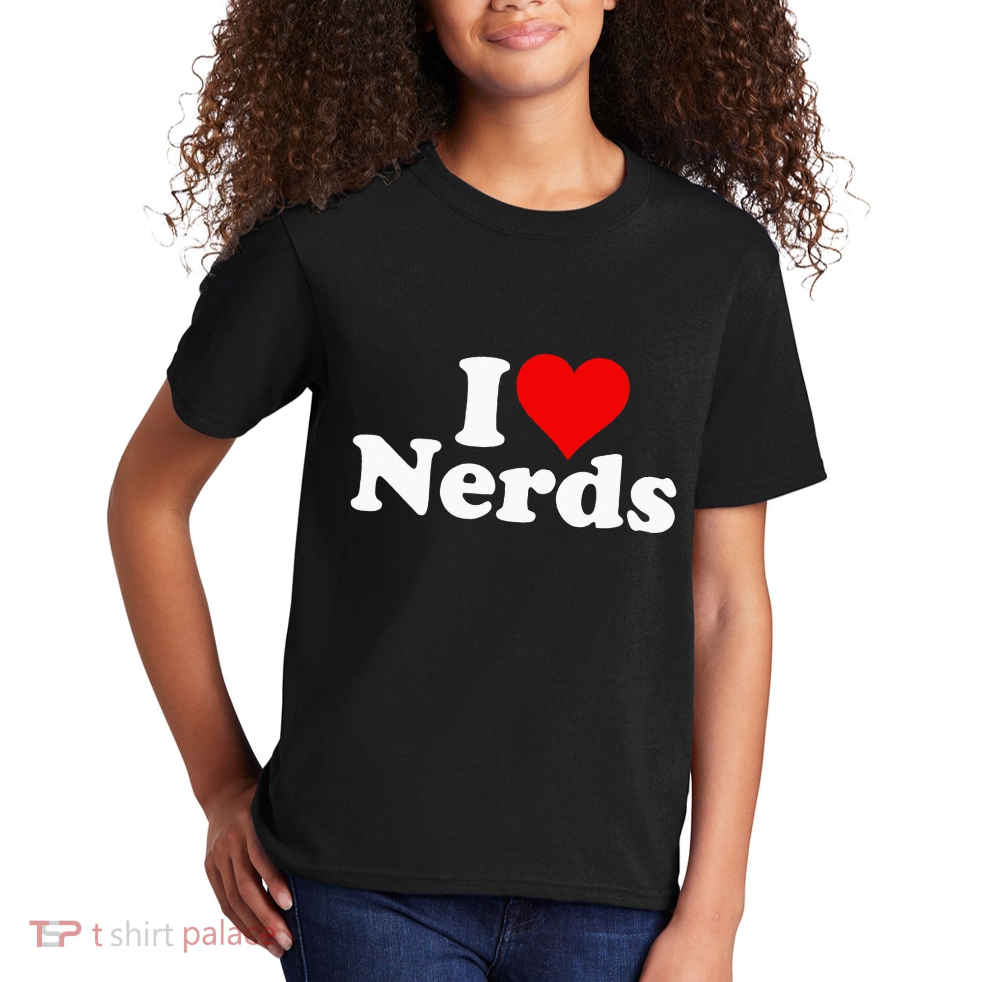 I LOVE HEART NERDS GEEKS funny quote sayings Kids T-Shirt