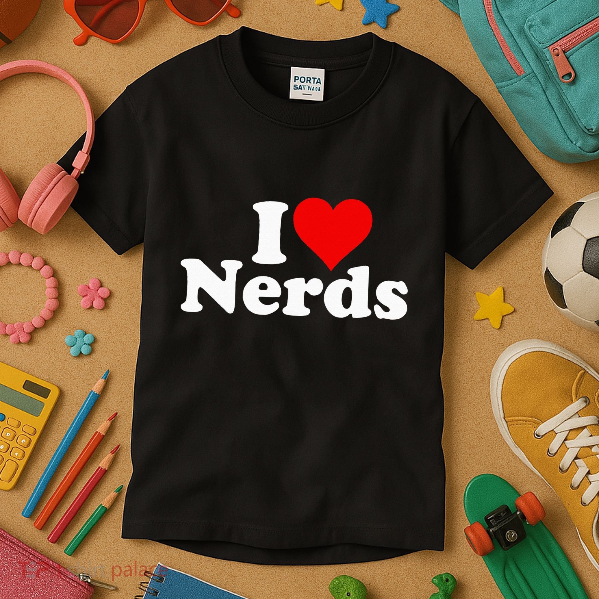 I LOVE HEART NERDS GEEKS funny quote sayings Kids T-Shirt