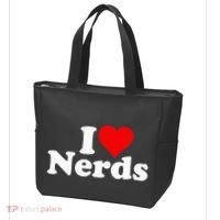 I LOVE HEART NERDS GEEKS funny quote sayings Tote Bag thumb 3