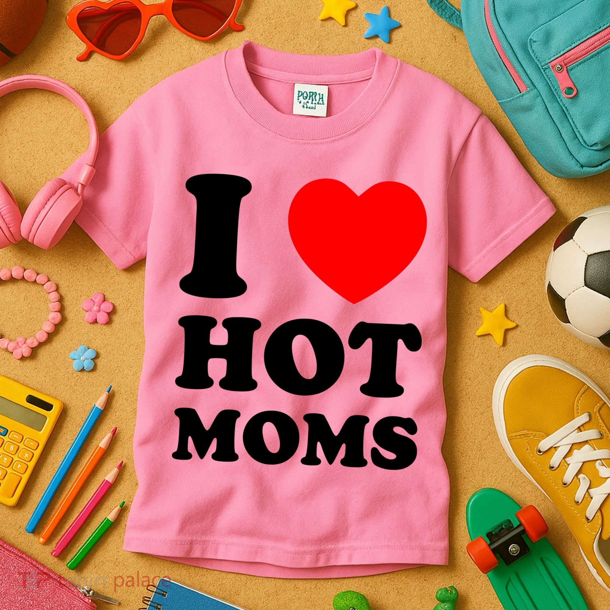 I Love Hot Moms Kids T-Shirt