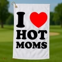 I Love Hot Moms Golf Towel thumb 1
