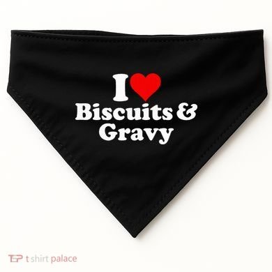 I Love Heart Biscuits And Gravy USA-Made Doggie Bandana