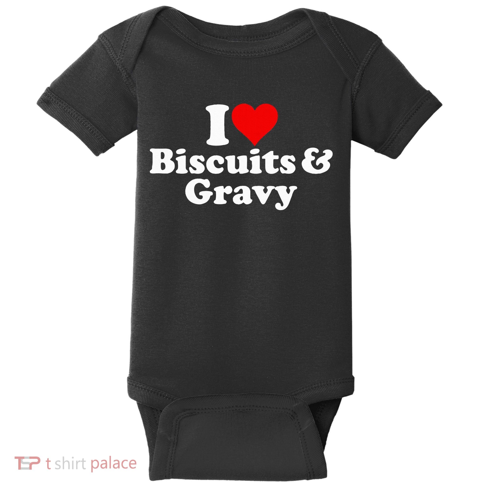 I Love Heart Biscuits And Gravy Baby Bodysuit